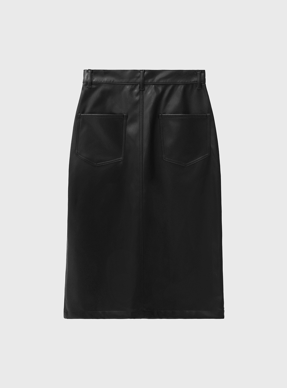 Slit leather skirt (Black)