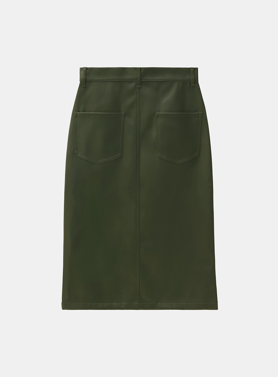 Slit leather skirt (Khaki)